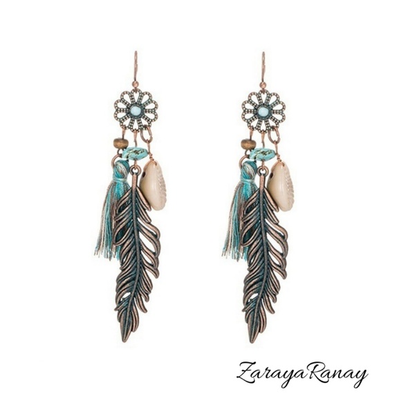 Jewelry - 🥀Bohemian Tassel Hippie Feather Earrings